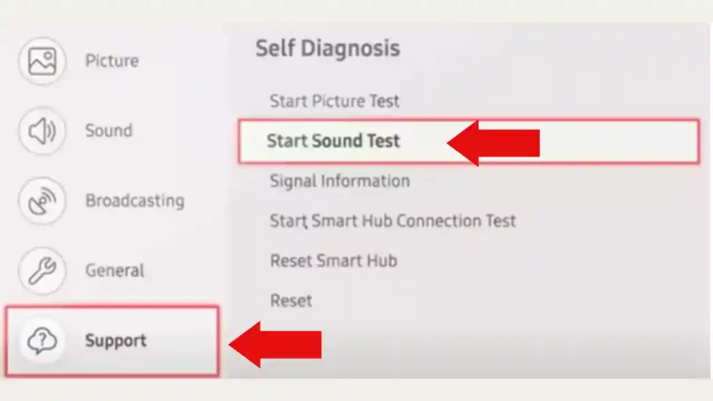 Run Sound Test on Samsung Tv